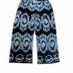 Liv Los Angeles Woman's Black and White Boho Wide Leg Mesh Tulle Palazzo pants